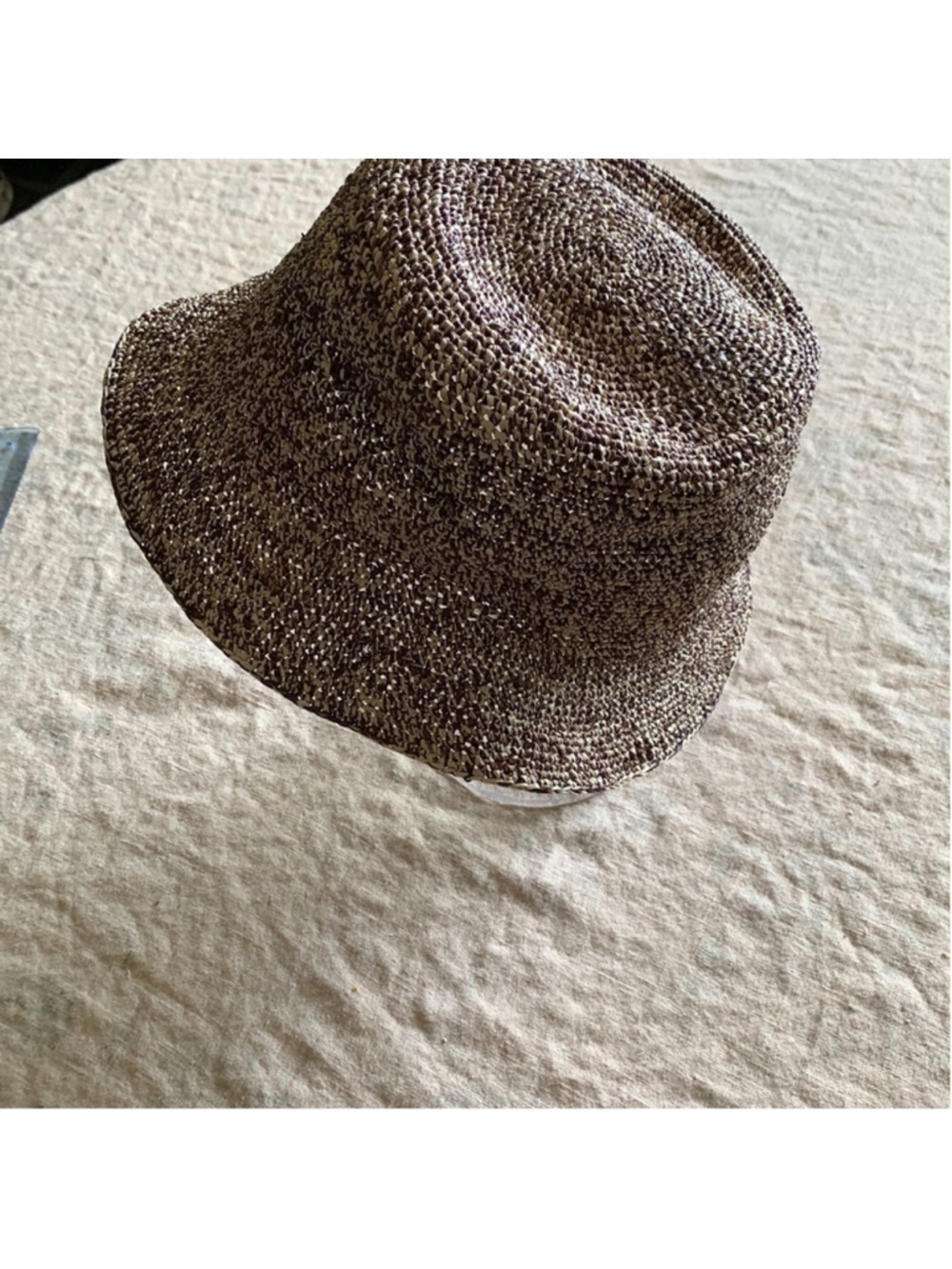 Woven brown brimmed slouchy hat - Picture 3 of 5